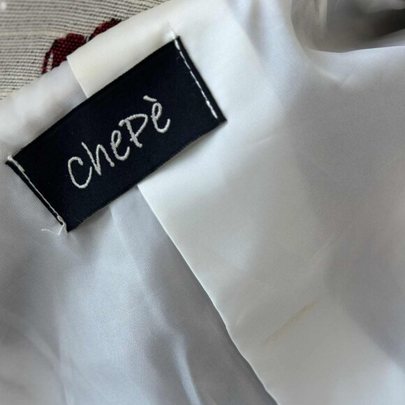 Chepè Ecru Multicolor Cactus Jacquard Ruffled Blazer with Metallic Thread – EU S - Picture 12 of 12